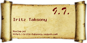 Iritz Taksony névjegykártya